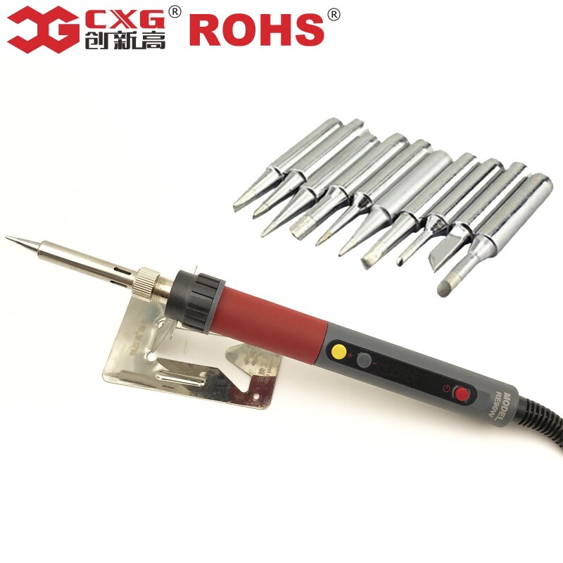 CXG ROHS Re60w/90w/110w LCD Temperature Digital LED Adjustable Electric Soldering Iron Solder Tips EU Plug +10pcs