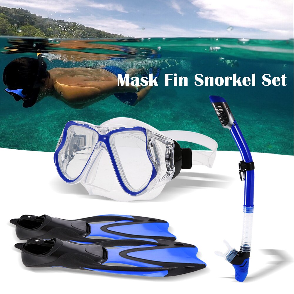 Snorkeluitrusting duikset duikset met siliconen masker zwemvinnen snorkel snel drogende uitrusting duikset watersportuitrusting