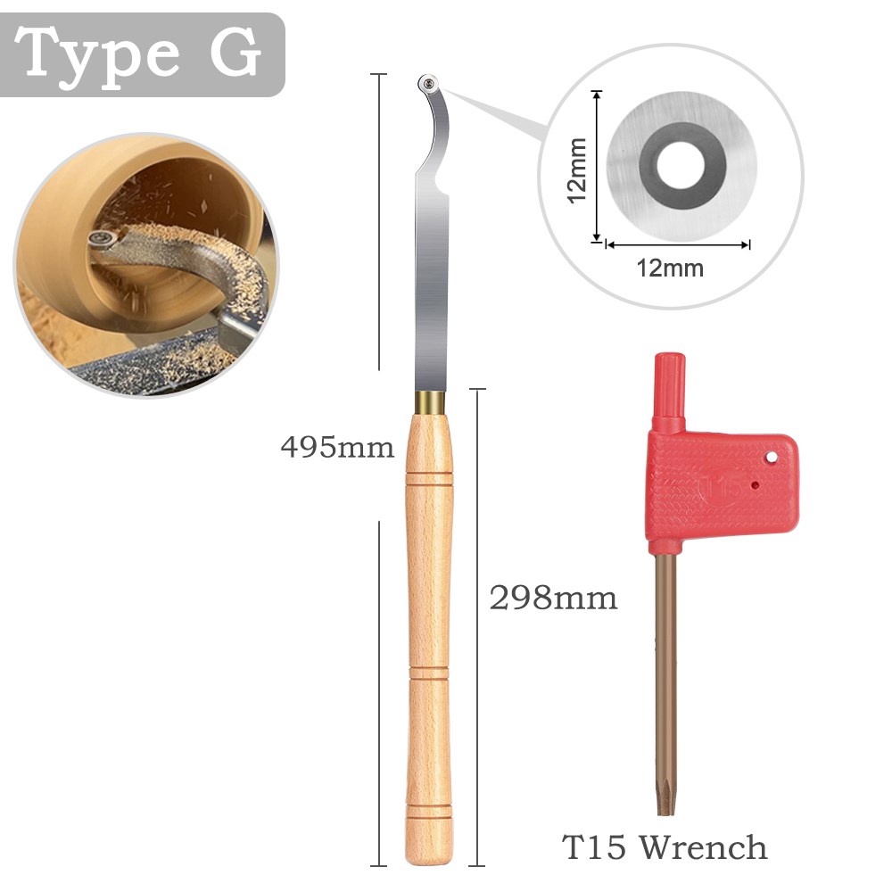 Herramienta de torneado de madera HAMPTON herramienta de torno de carpintería con inserto de carburo rugoso acabado de cuello de cisne herramientas de hueco: BLANCO