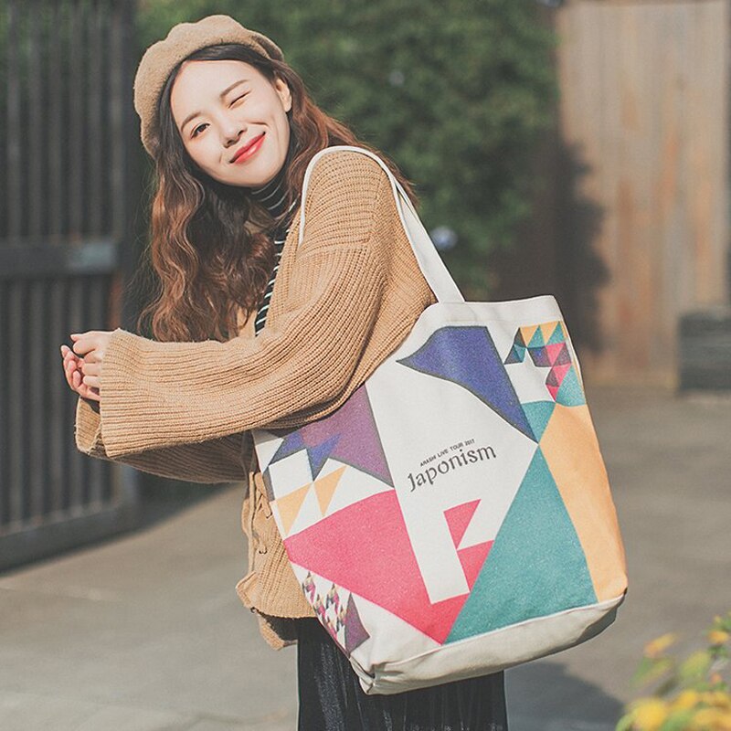 Store muleposer multicolor canvas købmandslærred solid foldbar sæk foldbar shopping mulepose