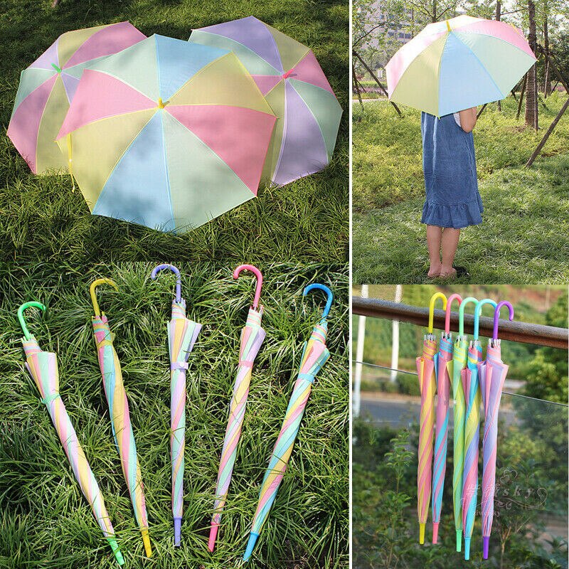 Nyeste paraply regnbue anti-uv parasoller gennemsigtig klar regn brolly dot klar paraply / regnbue paraply (tilfældig farve)