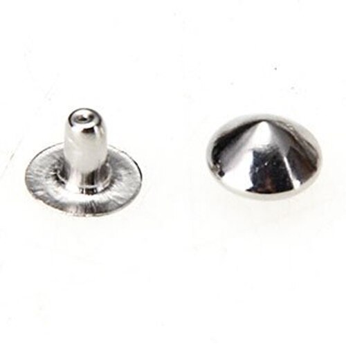 100 Iron Silver Conical Rivet Screw Studs 6mm for Jewelry: Default Title