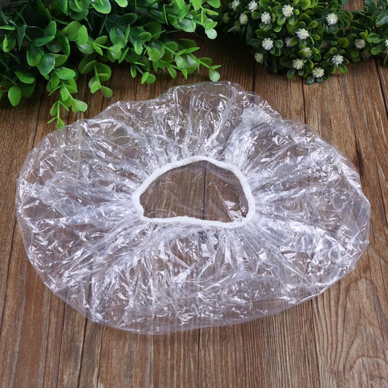 Bonnet de douche jetable, 100 pièces, couvre-cheveux, élastique Transparent, pour Salon de bain, Spa, accessoires de salle de bain