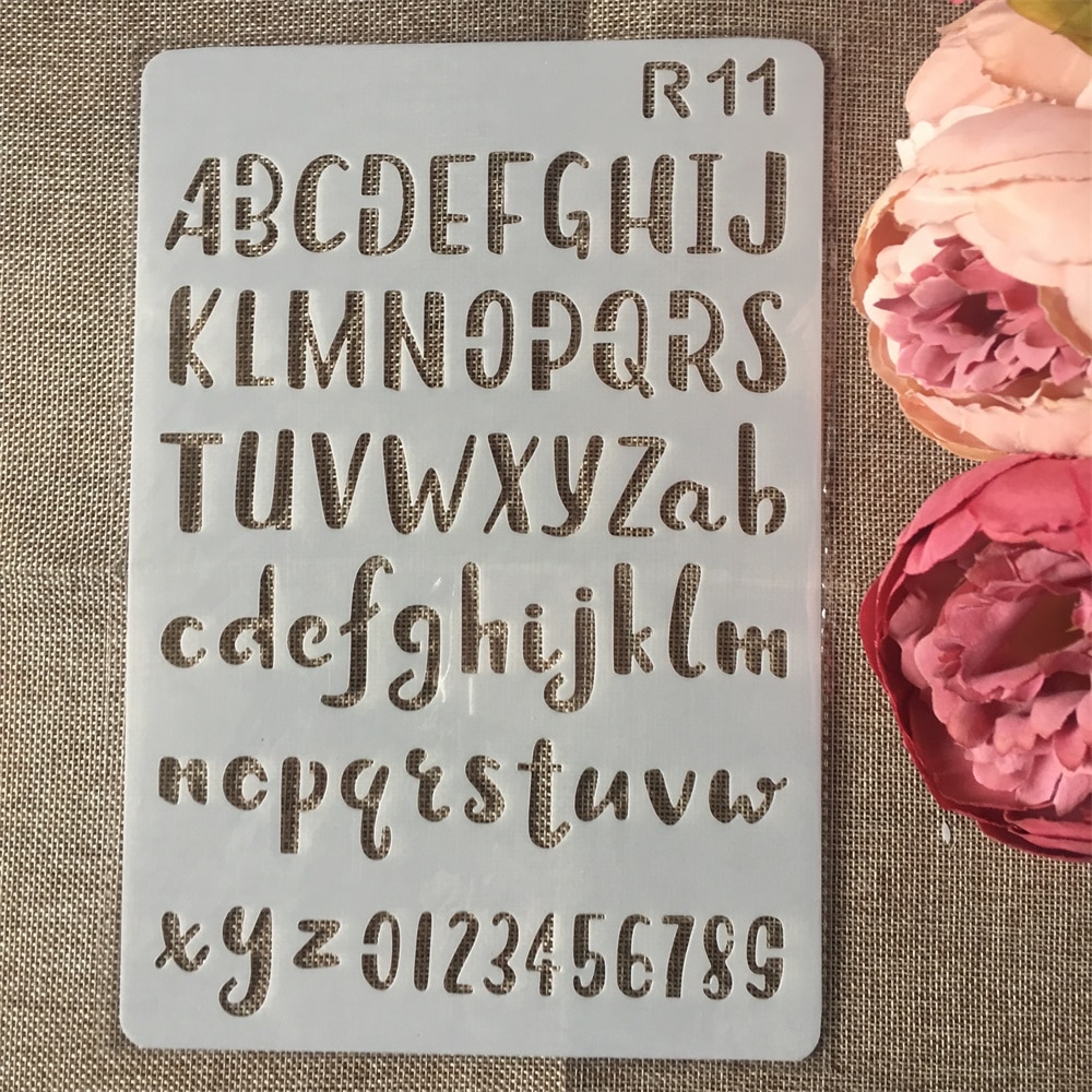 1 Pcs 26 cm Alfabet Letters DIY Craft Gelaagdheid Stencils Schilderij Scrapbooking Stempelen Embossing Decor Papieren Kaart Template: A