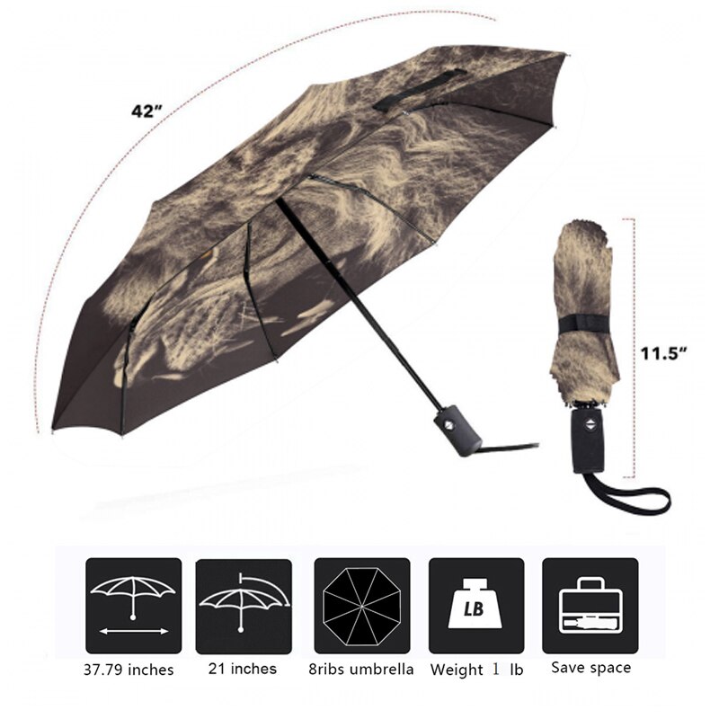 Impresión Paraguas totalmente automático hombre lluvia mujer doble capa 3 plegable de negocios Paraguas a prueba de viento