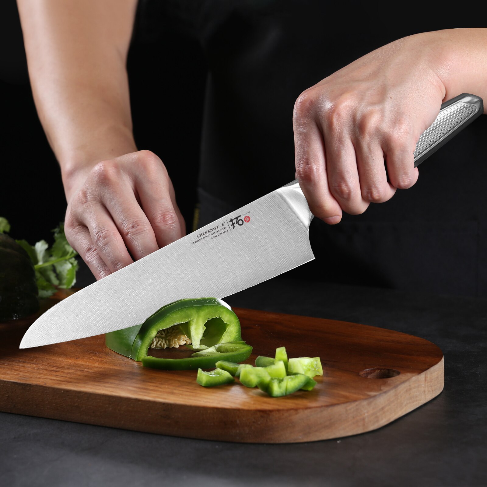 TURWHO Chef Knife 1 Piece Kitchen Knives German 1.4116 Stainless Steel Japanese Kiritsuke Santoku Cleaver Slicing Utility Knife