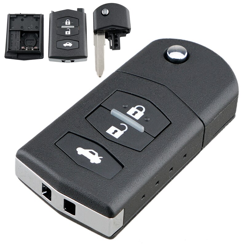 3 knoppen Auto Sleutelhanger Case Shell Vervanging Flip Folding Remote Cover Autosleutel Accessoires Onderdelen Fit voor Mazda 3 5 6