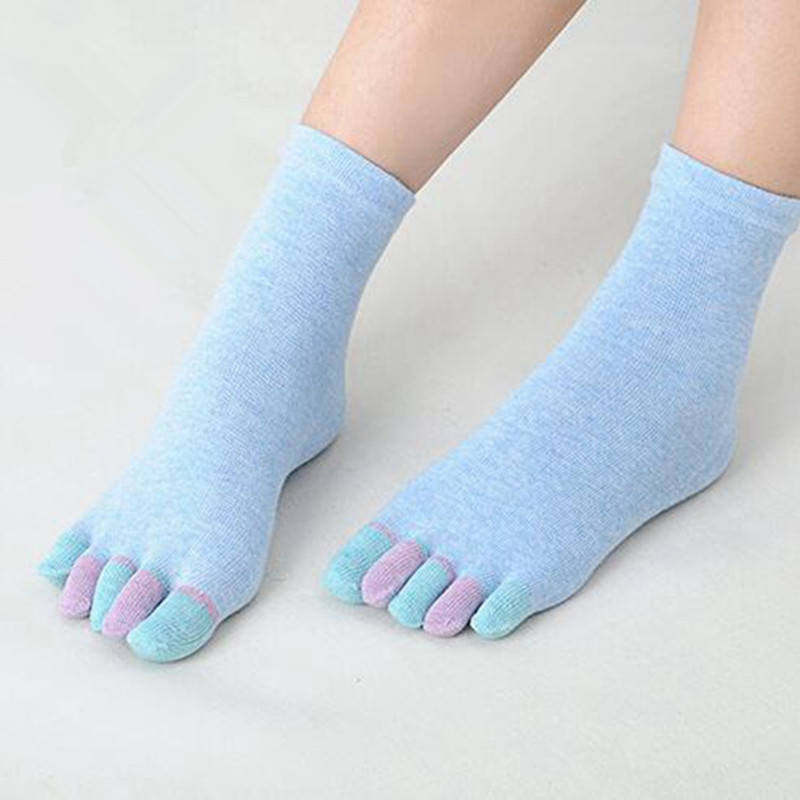 japonaise femmes drôle Kawaii orteil chaussettes Lolita cinq doigts dame fille bonbons couleurs mignon dormir chaussette pour les femmes