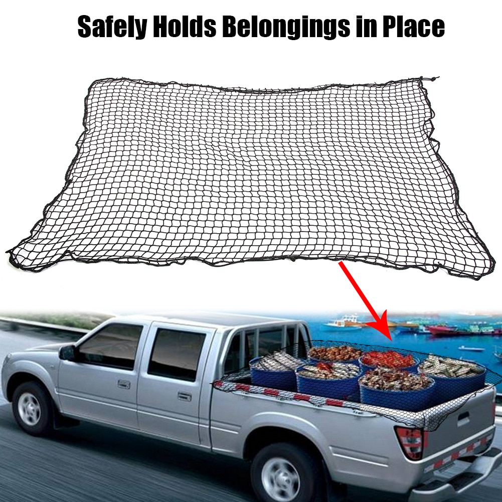 1.8M * 1.5M Pickup Truck Cargo Bagage Heavy Duty Cargo Mesh Web Zwart Nylon Vrachtwagen Bagagenet fit voor Ford GMC Dodge
