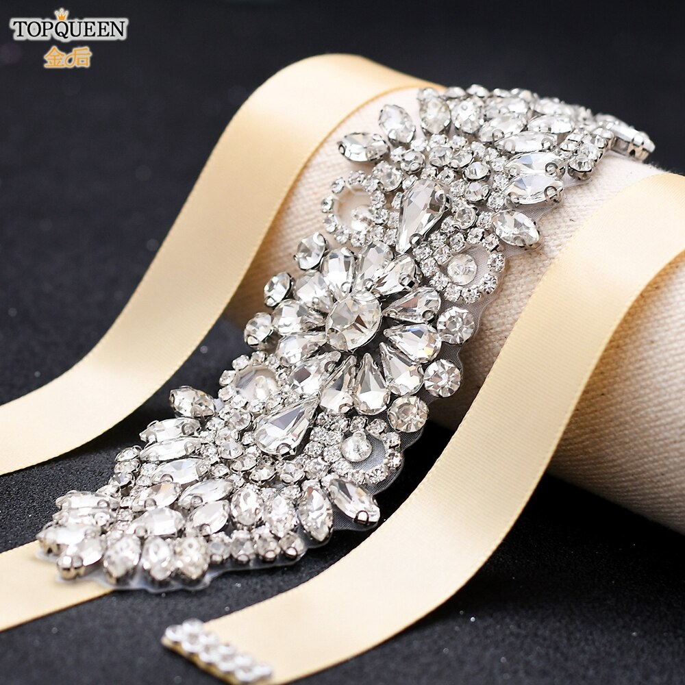 TOPQUEEN S446 Luxury silver rhinestone belt for wedding ladies diamond belts sparkle belt women belt bling stunnng brides belt