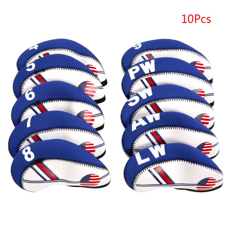 Ootdty 10 Stks/set Draagbare Sport Neopreen Golf Club Head Cover Iron Beschermende Headcovers Case Set Cover Vintage Protector: Royal Blue