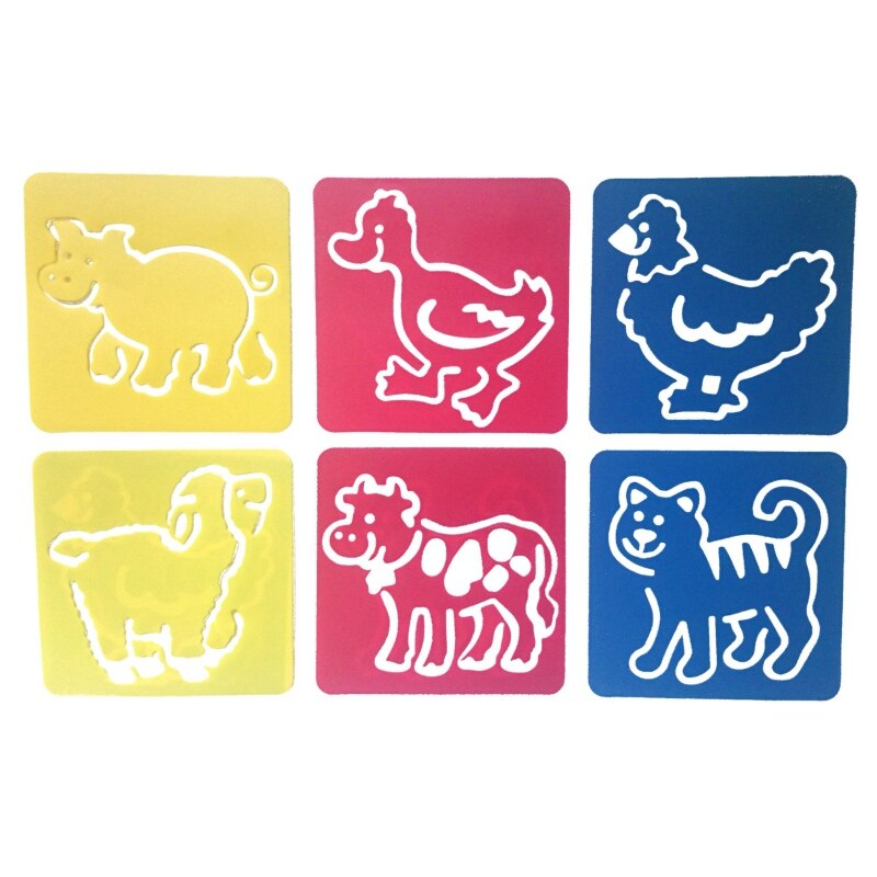 Pochoirs de peinture en plastique PP, bricolage, modèles de dessin lavables pour enfants, apprentissage de la peinture, pochoir, jouets: H01
