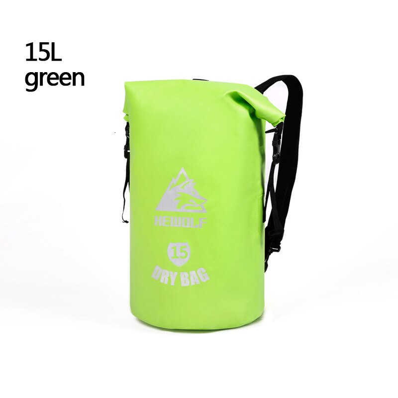 Bolsa impermeable al aire libre Camping buceo compresión natación playa almacenamiento flotante a la deriva portátil impermeable bolsa de cubo PVC: 15Lgreen