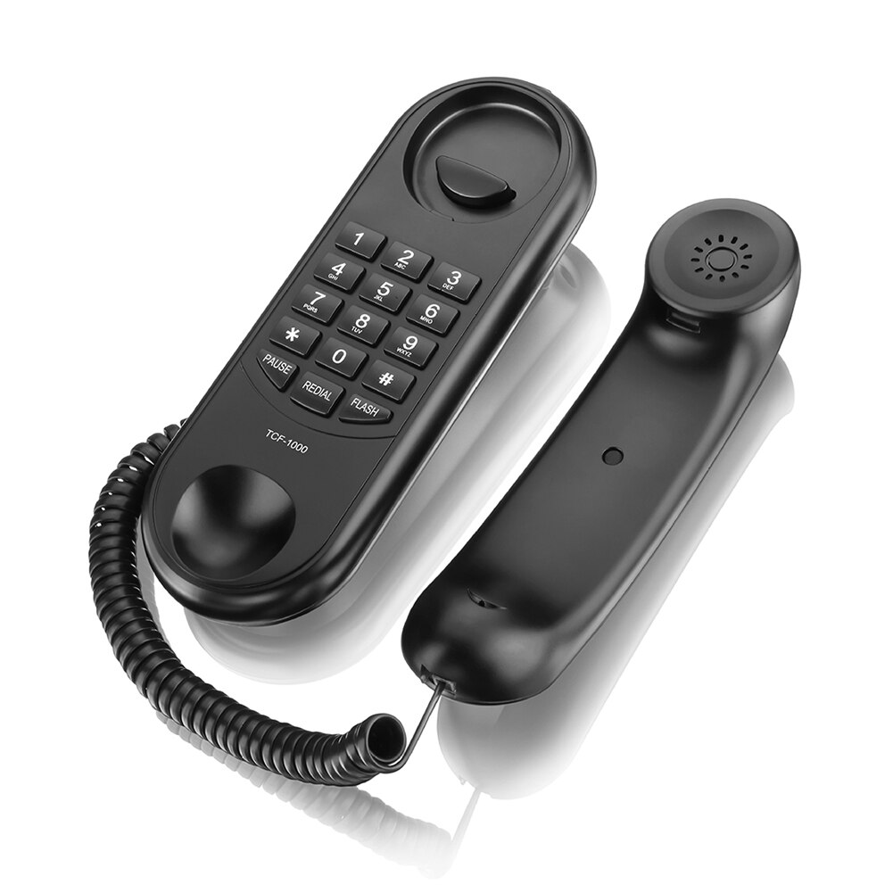Téléphone fixe mural à gros bouton, pour maison, hôtel, pavé de numérotation fixe, unité de base: Black