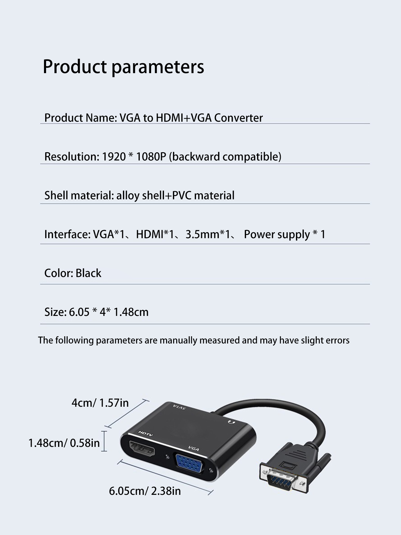 Vga til hdmi + vga dual-mode konverter, perfekt kompatibel med 1080p hd-video.