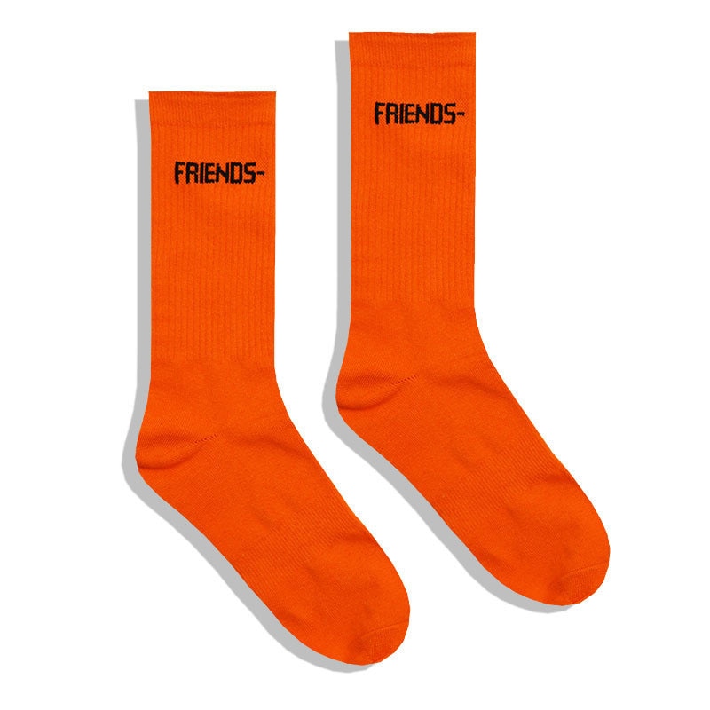 Black Orange Socks Women High streetwear Hip Hop Skateboard socks Letter Tube Socks