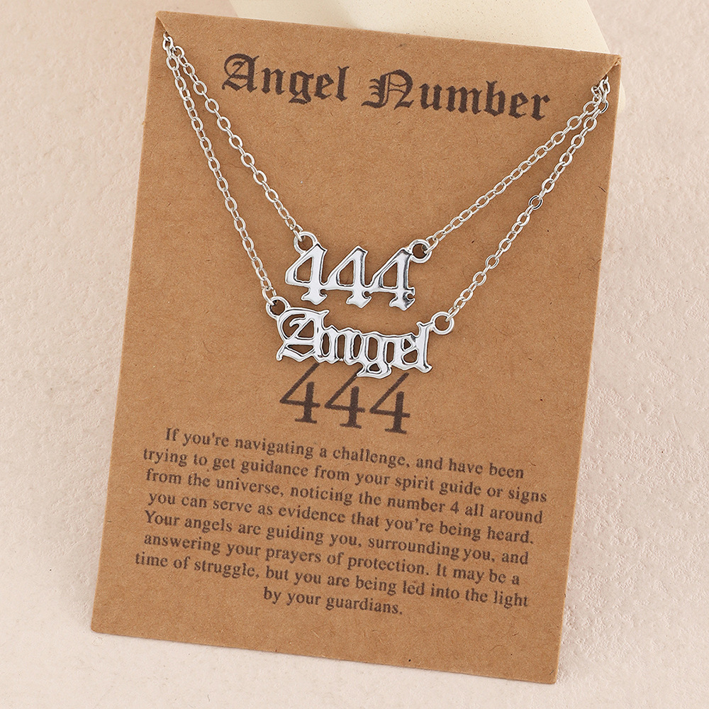 Minimalistische Angel Nummer Ketting 111 222 333 444 555 777 Zilver Kleur Choker Ketting Voor Vrouwen Mannen Lucky Nummer Ketting sieraden: 444