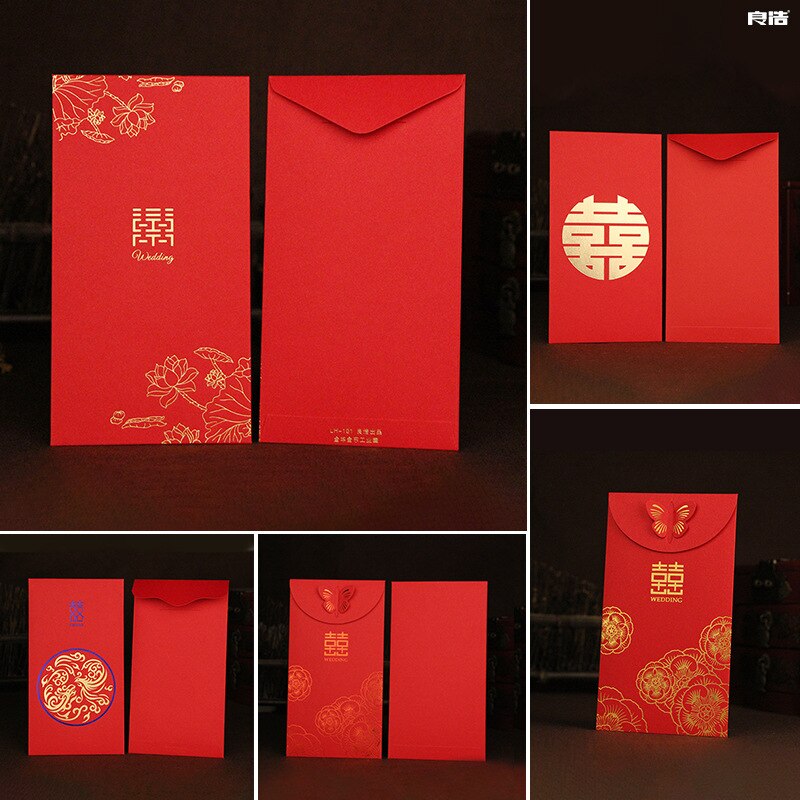 10Pcs Chinese Stijl Rode Envelop Senior Bruiloft Rode Envelop Creatieve Hongbao Rode Envelop Rode Zak Bruiloft Zegen Pakket