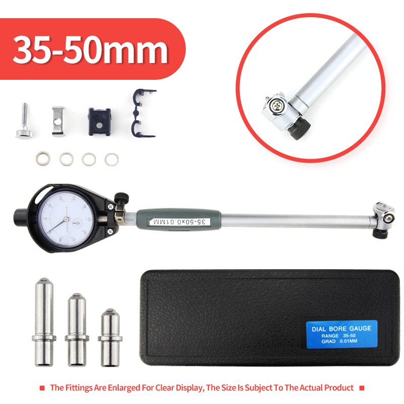 2&quot;-6&quot; Inch Dial Bore Gauge Bore Dial Indicator Inner Diameter Gauge Measuring Rod Deep Hole Measuring Tools Probe Measuring Tool: 35-50mm Black Dial