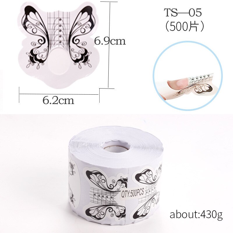 500pcs Top Tips Nail Extension Forms Nail Forms French Curve Sticker UV Gel Building Self-Adhesive: TS-05