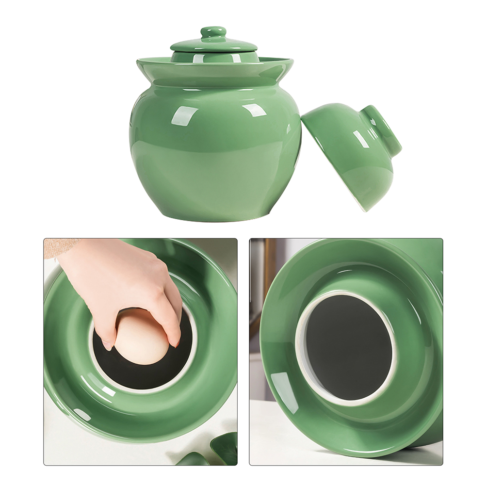 Traditional Pickle Jar Ceramic Pickle Container Fermentation Jar with Lid