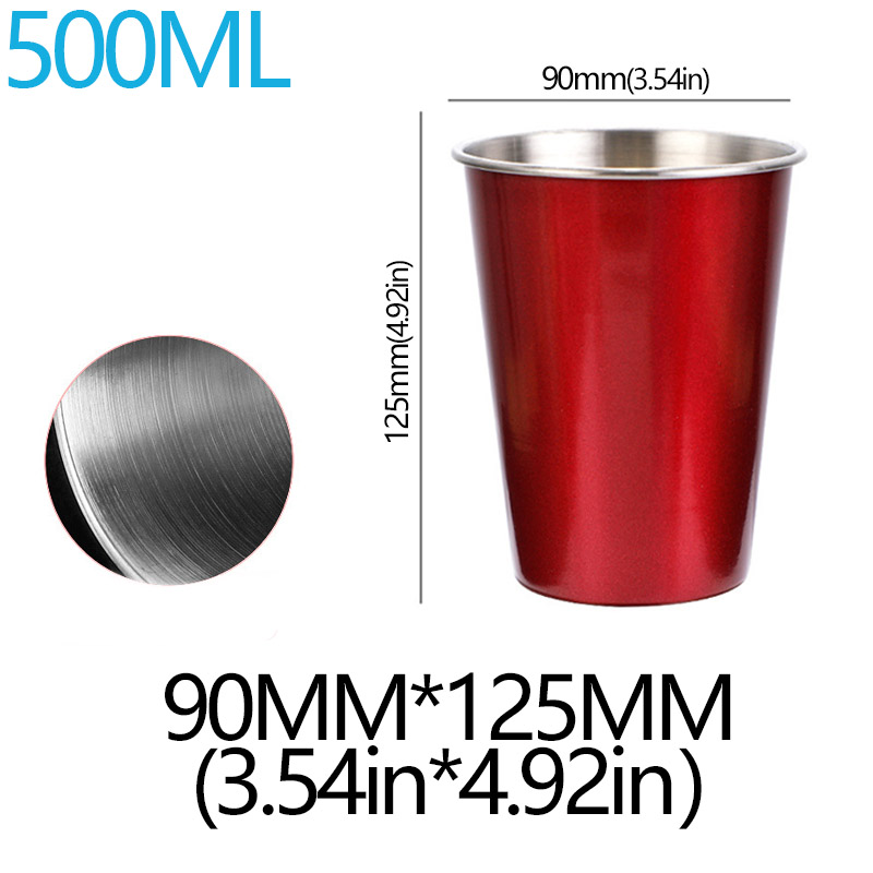 350/500ml Stainless Steel Cups Household Office Bar Kitchen Drinks Coffee Tumbler Tea Drinking Beer Mug Metal Travel Drink Cup: MULTI