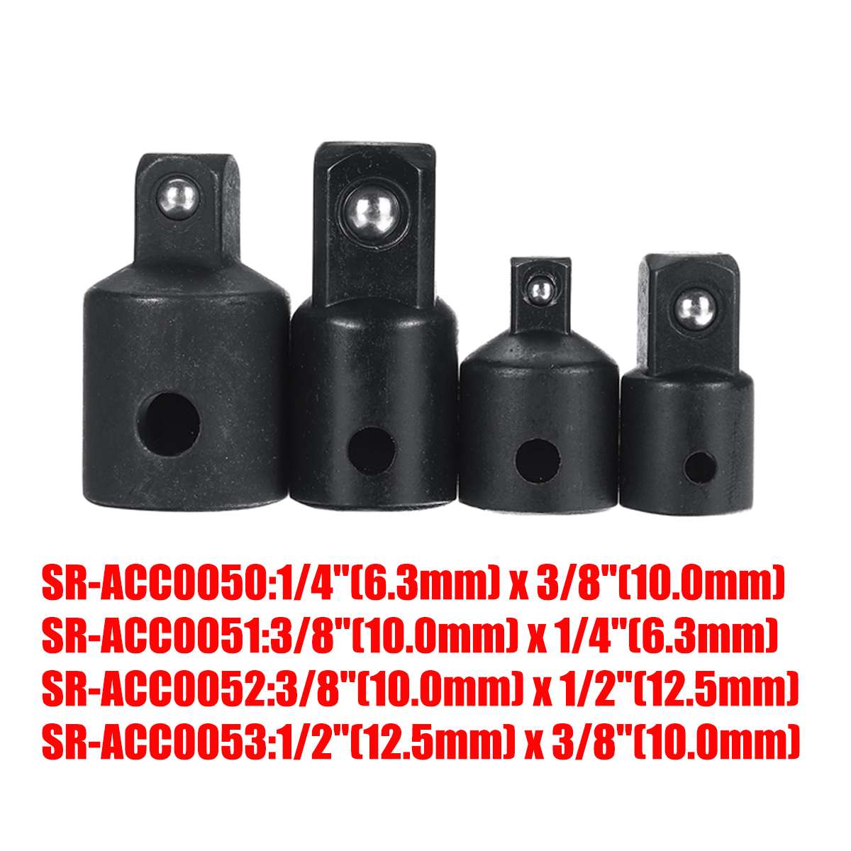 4/5 stk 1/4 3/8 1/2 3/4 slagnøgle topnøgle adapter omformer reducer luftslag håndværker topnøgle adapter håndværktøj sæt: 4 stk