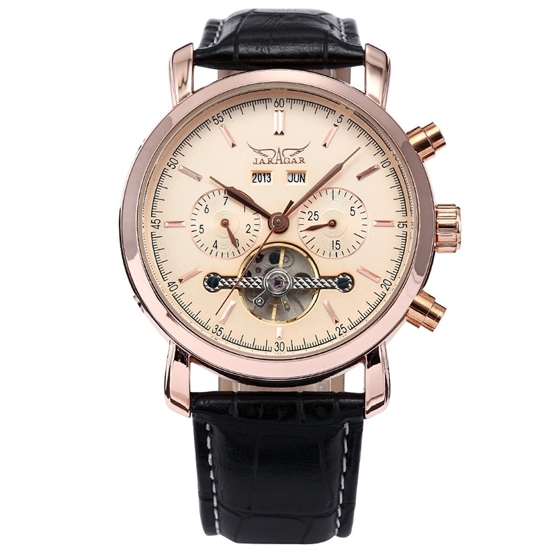 JARAGAR männer Uhren Tourbillon Mechanische Herren Uhren Datum Kalender Woche Monat Multifunktions Armbanduhren erkek kol saati