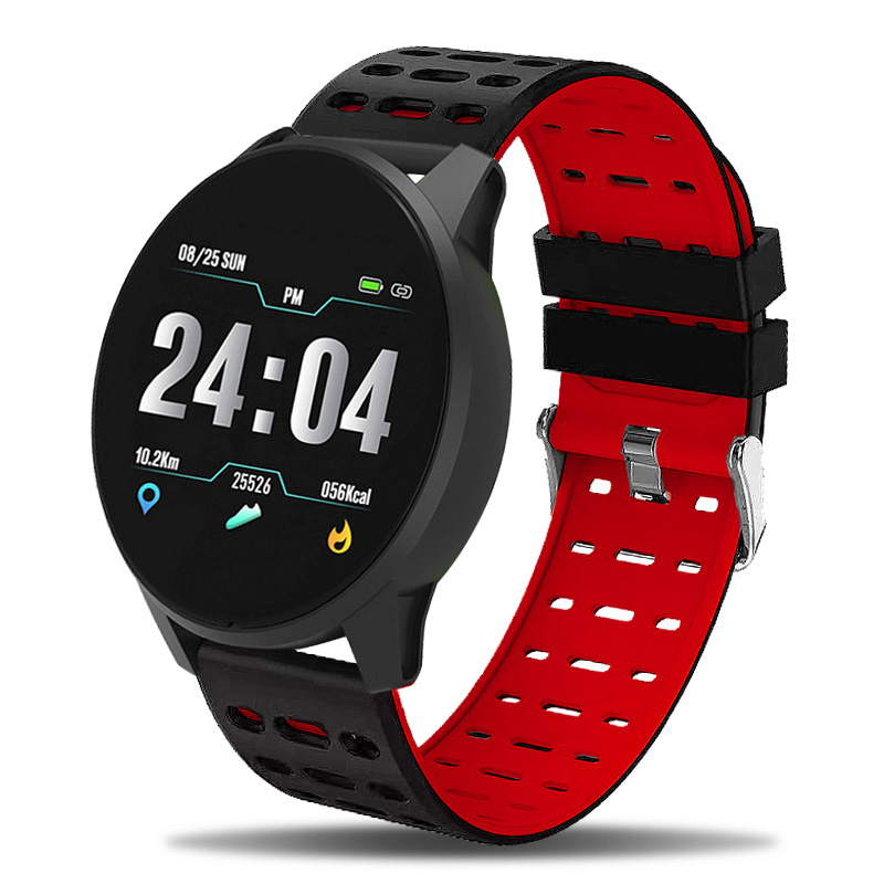 montre de santé intelligente pression artérielle fréquence cardiaque Sport montre intelligente hommes femmes fitness podomètre bracelet intelligent Smartwatch: Rouge