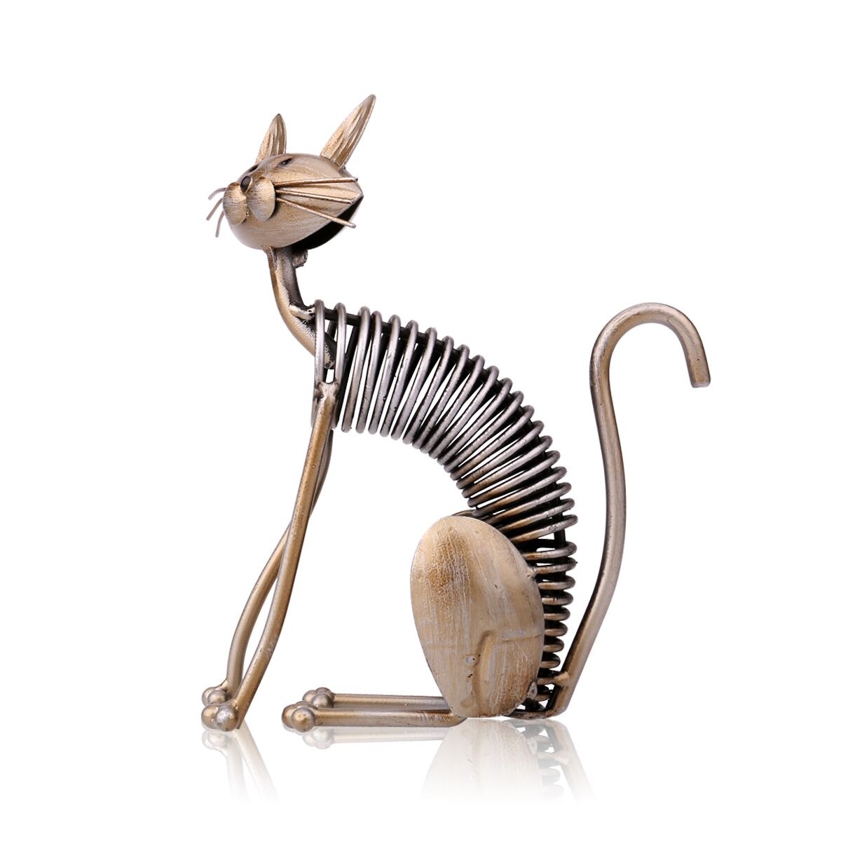 Tooarts metal skulptur jern kunsthåndværk kat metal fjeder lavet kat håndværk crafting hjem stue kontor dekoration ornament