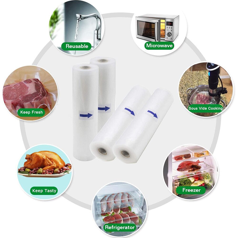 Vacuum Sealer Rolls Bag，28 x 1500cm 2rolls Food vacuum Saver Bag Rolls with Cutter Box ，Sous Vide Roll Bag