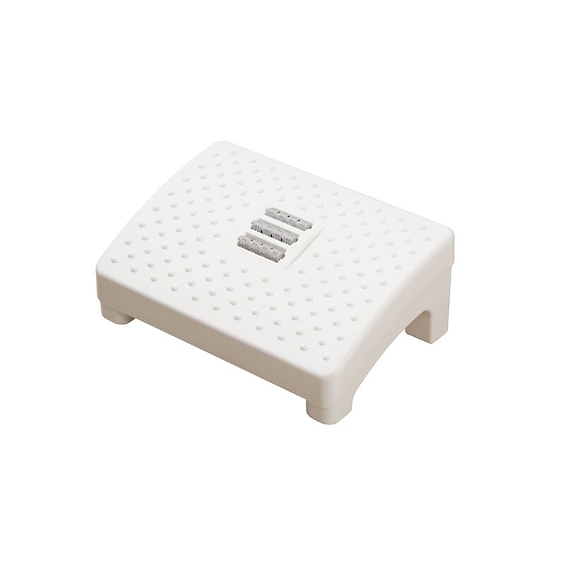 Reposapiés con rodillo, taburete inclinado de masaje, antideslizante, textura sólida y estable para juegos de oficina y baño: White