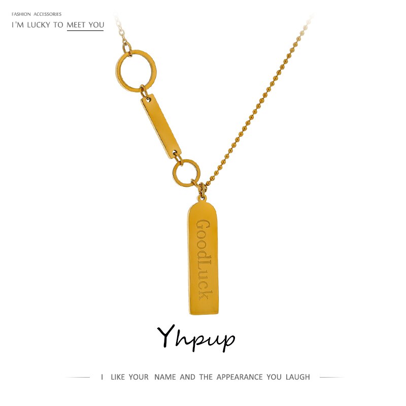 Yhpup Mode Stalen Sieraden Trendy Goud Kleur Metalen Hanger Vierkante Ketting Choker Ketting Collane Donna Verklaring Voor Vrouwen