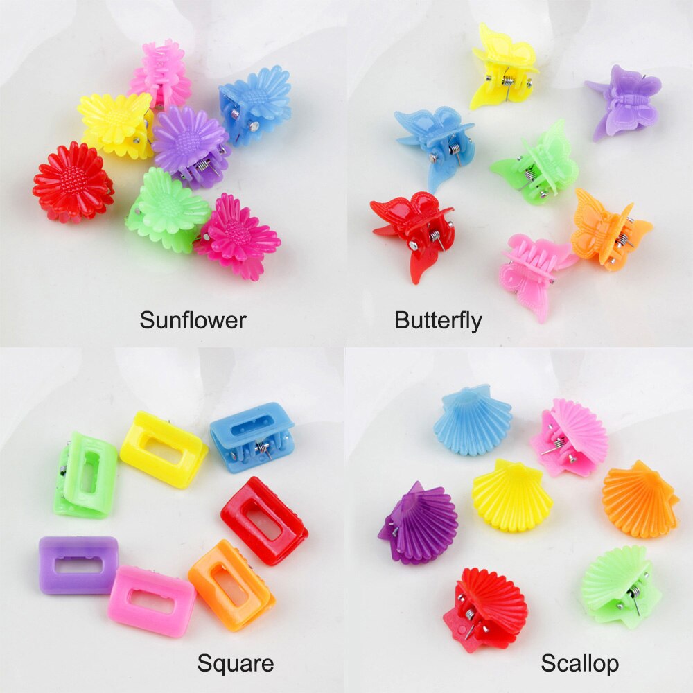 Hair Clips Mini Claw Clip Accessories For Girls 100Pcs Sunflower,Butterfly,Scallop,Square