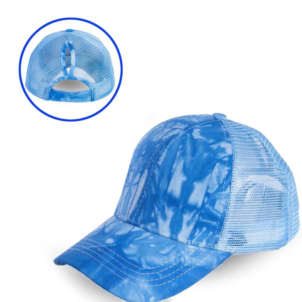 Ponytail Baseball Cap Messy Bun Hats For Women Washed Cotton Snapback Caps Ladies Casual Summer Sun Visor Outdoor Hat: Blue 1