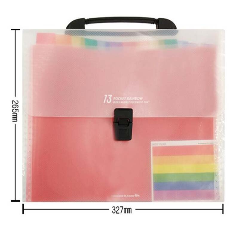 13 Layers Plastic Rainbow Color A4 File Folder Small Document Bags Expanding Wallet Bill Folders for Documents Fichario Escolar