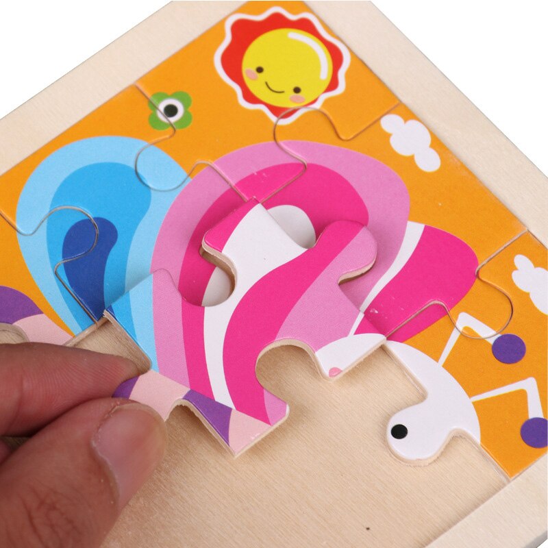 Intelligence Kids Toy Wooden 3D Puzzle Jigsaw Tangram for Children Baby Cartoon Animal/Traffic Puzzles Educational Learning Toys