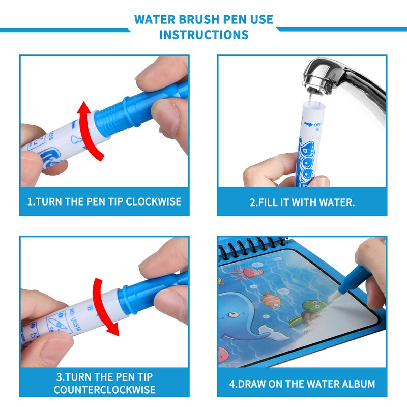 Libro mágico de pintura al agua para niños juegos Montessori libros para colorear juguetes educativos para bebés de 1 a 3 años