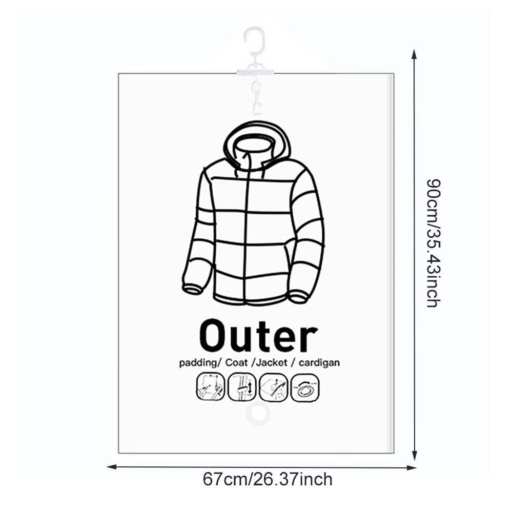 Hängande vakuumpåsar platsbesparande klädkompressionsförvaringspåse återanvändbara tomma pumppåsar klädgarderob täcke vakuumförpackning: Svart