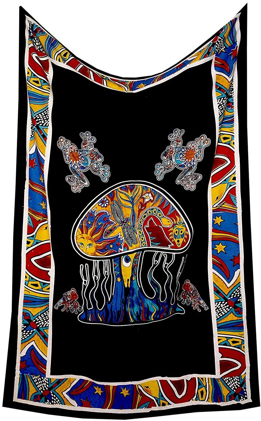 Trippy Psychedelic Mushroom Tapestry Frogs Magic Shrooms Animal Wall Art