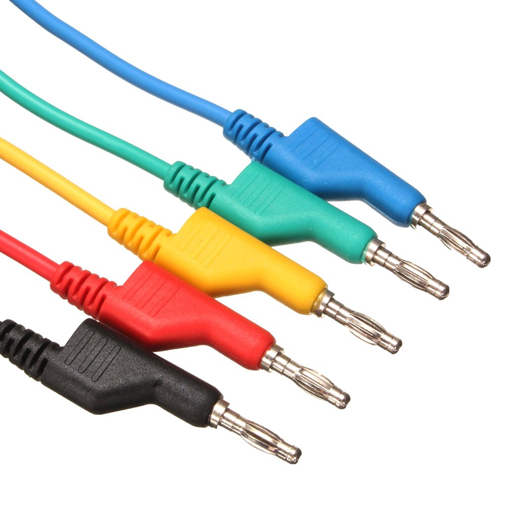 5Pcs Test Lijn Silicone banana Plug Alligator Clip Probe Lead Kabel voor Elektrische Laboratorium V6