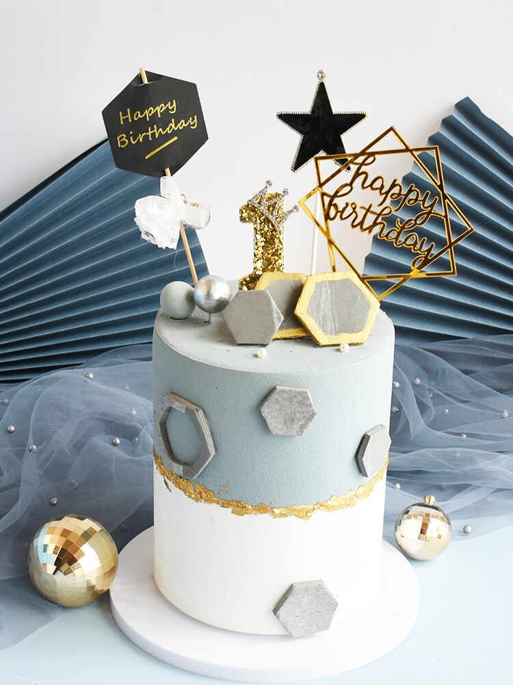 Yellow Pink Candle Sequins Shiny Crown Number 0-9 Cake Topper Insert For Girl Birthday Party Dessert Table Wedding Day