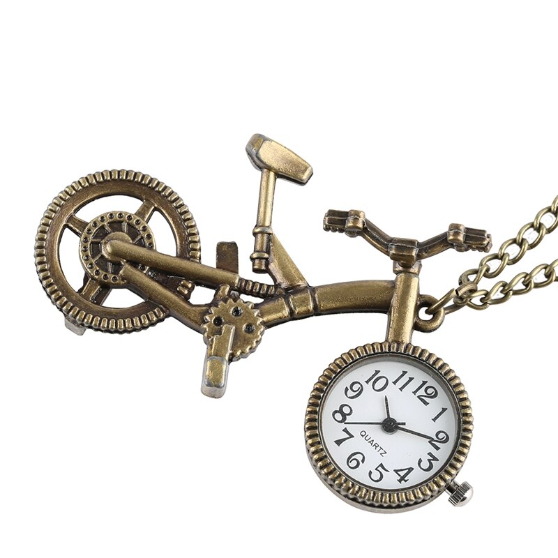 Retro cykel cykelformet kvarts lommeur bronze hjul halskæde vedhæng ur til mænd kvinder kid cykel elskere