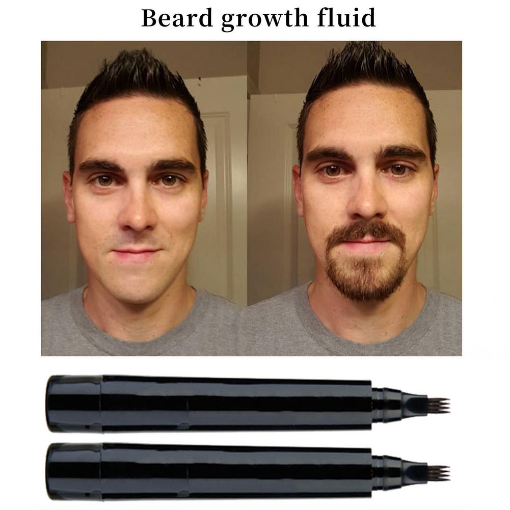Pluma de barba impermeable para hombre, lápiz y cepillo, potenciador de barba, bigote, colorante, moldeador de pelo, herramientas de lápiz, 2 colores