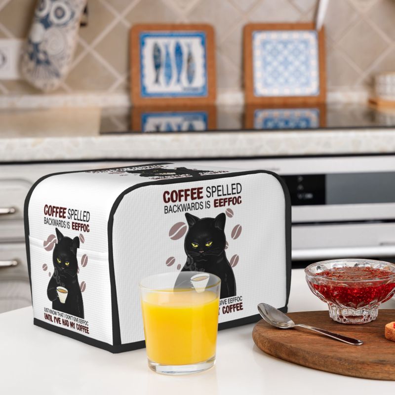 Coffee Spelled Backwards Cat Toaster Cover Bread Toaster Protector Machine Funny Cute Graphic Toasters Dust Proof Cover