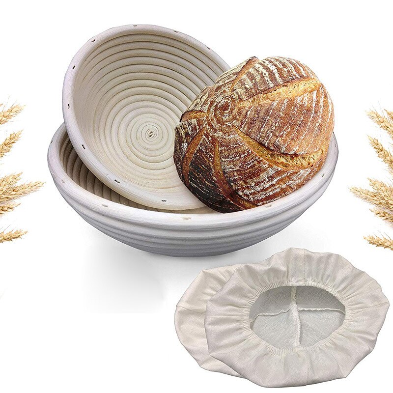 Meibum-cesta de pan Banneton de mimbre para fermentación, sartén de lino con forma redonda Brotform, herramientas para hornear