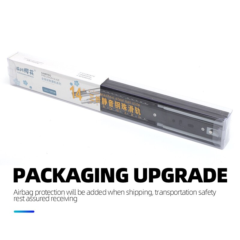 Drawer slide metal buffer mute drawer slide rail soft close drawer guide rail three-section cabinet slide rail furniture