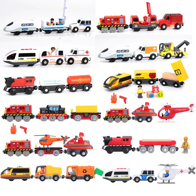 Locomotiva ferroviaria RC treno elettrico collegato magneticamente giocattolo ferroviario magnetico compatibile con binario in legno Biro per regalo per bambini