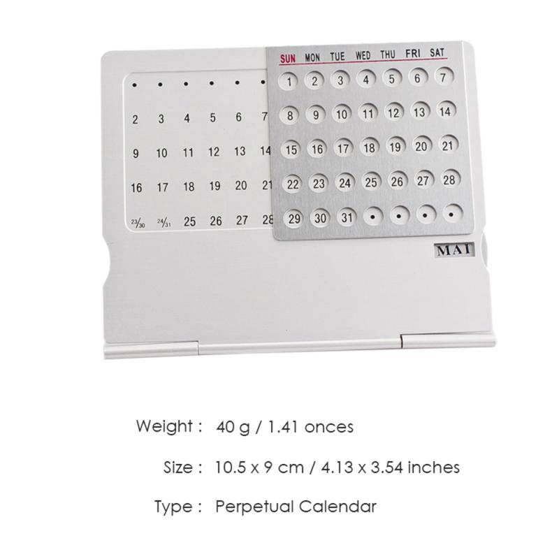 Super True Perpetual Calendar 10000 Years Calendars Thin Metal Desktop Calendar Aluminum Alloy Table Office Desk Decor