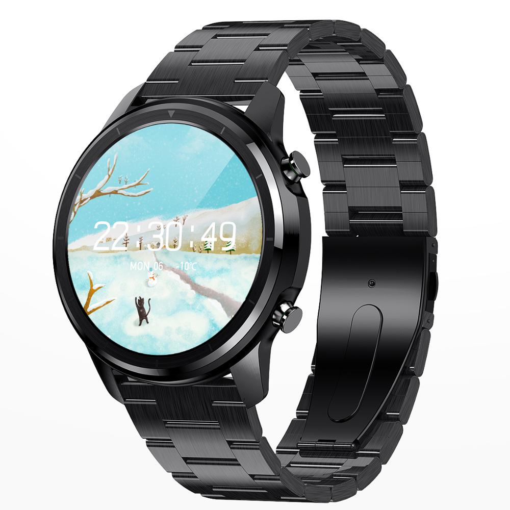 LEMFO montre intelligente fréquence cardiaque pression artérielle oxygène plein rond HD écran tactile 360*360 affichage météo Smartwatch affaires: black metal